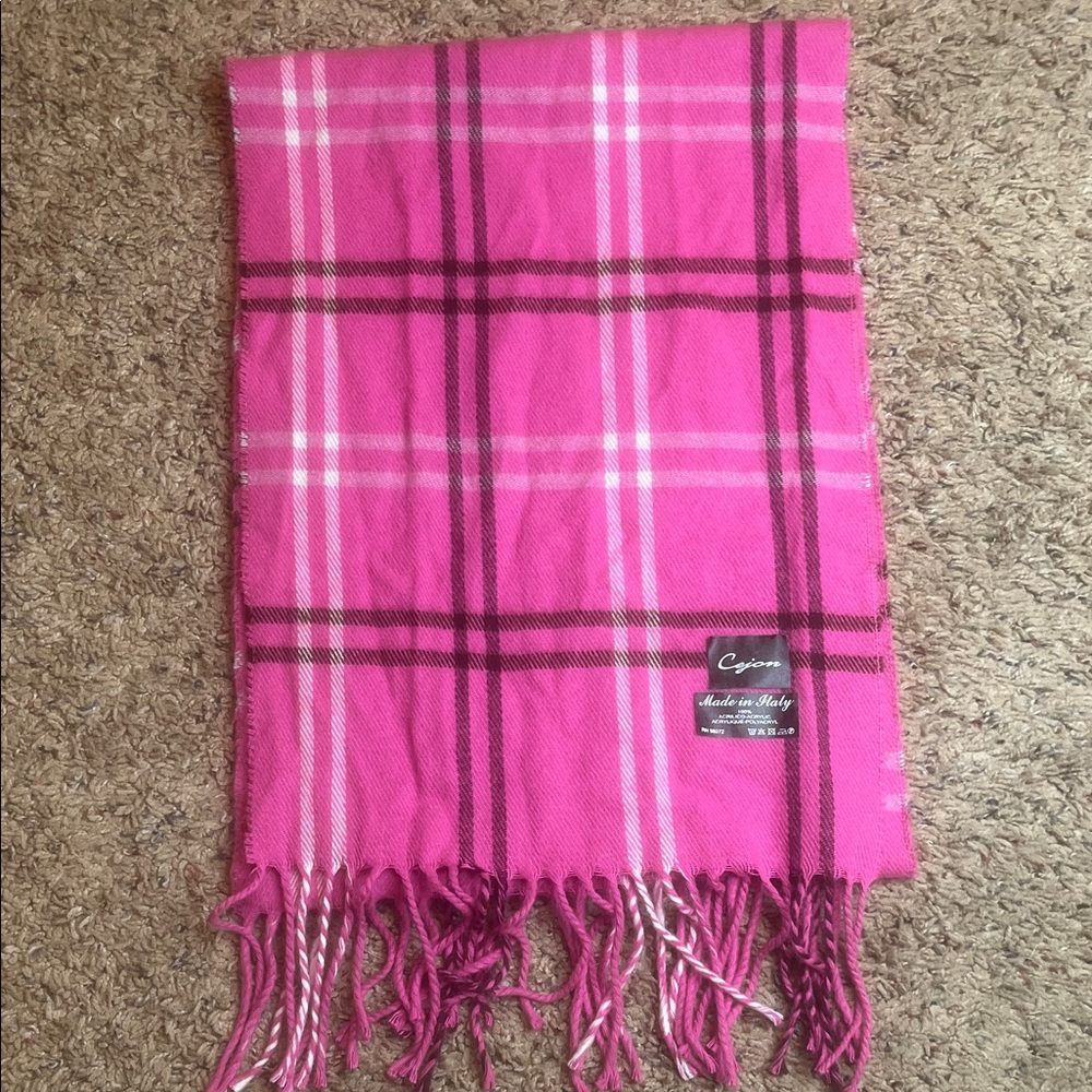 Cejon Vibrant Pink Checkered Scarf